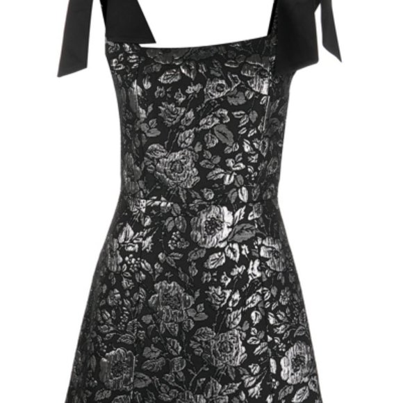 Alice + Olivia Maryann Metallic Jacquard Tie-Shoulder Minidress - Picture 9 of 11